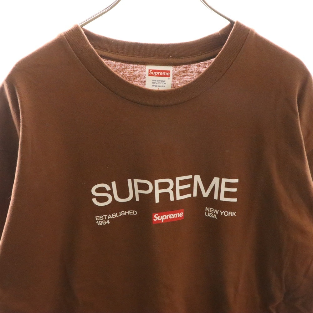 SUPREME(シュプリーム) 21AW Est.1994 Tee イースト1994 ロゴプリント 半袖Tシャツ カットソー ブラウン