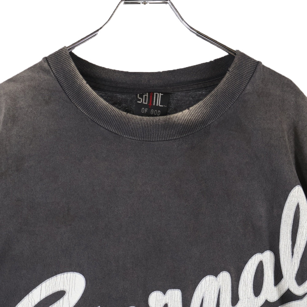 SAINT MICHAEL(セントマイケル) 25SS ×FEAR OF GOD SNT OF GOD FG_SS TEE フィアオブゴッド VINTAGE加工 セントオブゴッド 両面プリント クルーネック半袖Tシャツカットソー SM-HR8-0000-C01