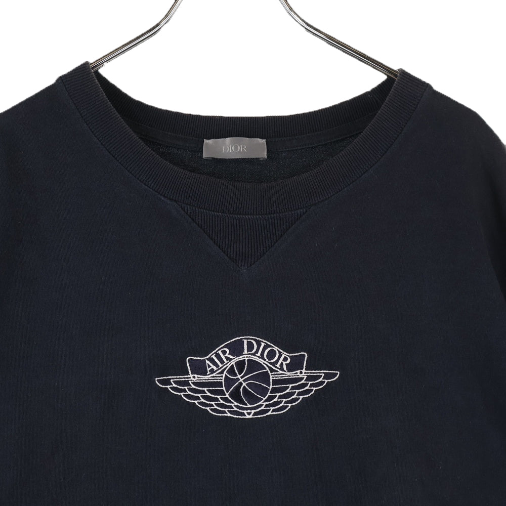 DIOR(ディオール) 20SS× JORDAN AIR DIOR ジョーダン エアディオール ロゴエンブロイダリー クルーネック半袖Tシャツ ブラック 033J625B0554