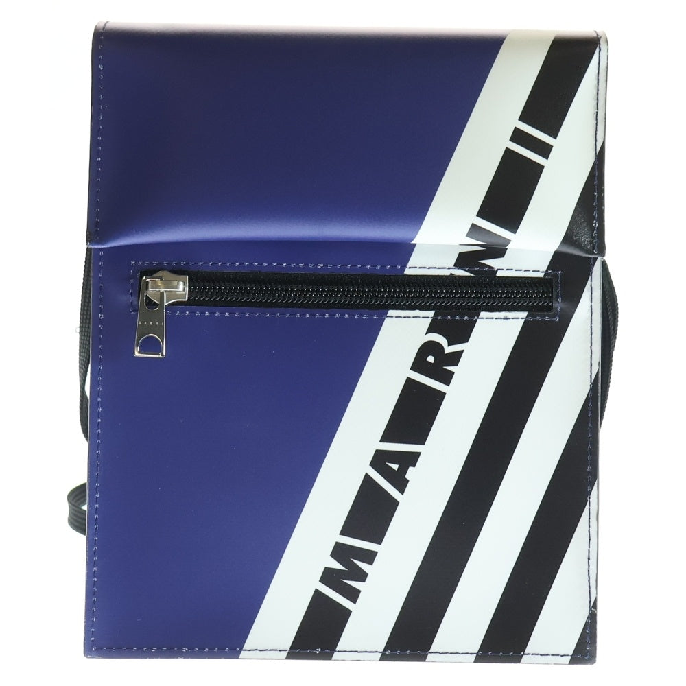 MARNI(マルニ) TRIBECA トライベッカ ロゴプリント レザーショルダーバッグ ネイビー SBMQ0036A3