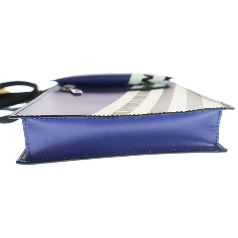 MARNI(マルニ) TRIBECA トライベッカ ロゴプリント レザーショルダーバッグ ネイビー SBMQ0036A3