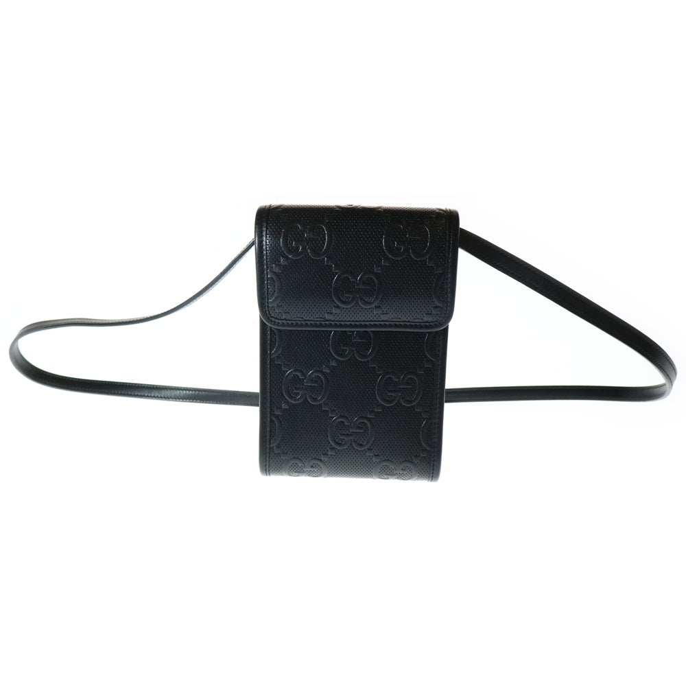 GUCCI(グッチ) GGエンボス レザー ショルダーバッグ ブラック 625571