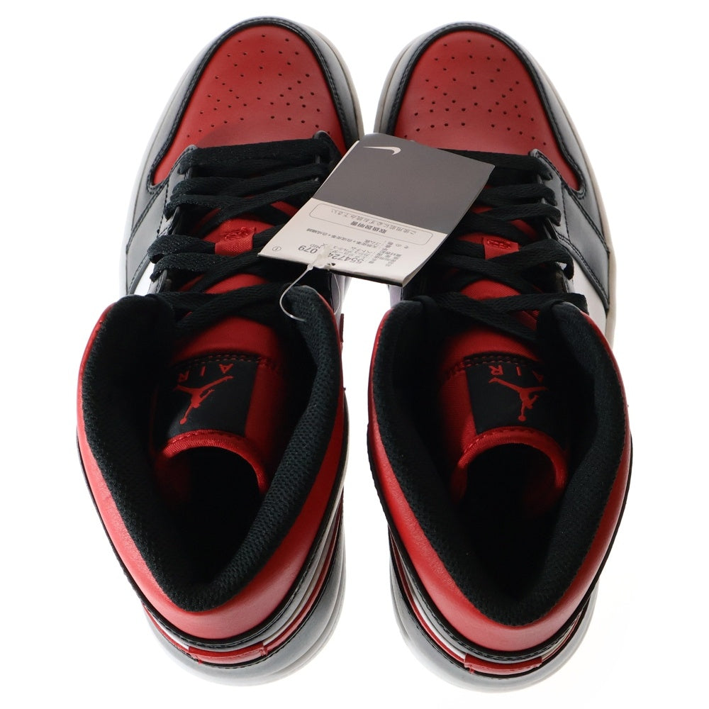 NIKE(ナイキ) AIR JORDAN 1 MID エアジョーダン1 ミッドカットスニーカー ブラック/レッド US10.5/28.5cm 554724-079