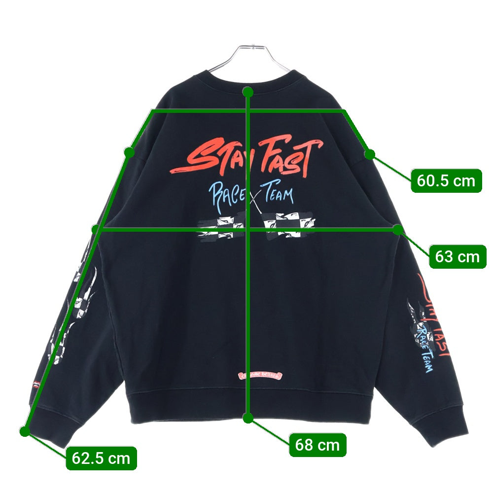CHROME HEARTS(クロムハーツ) ×MATTY BOY PPO STAY FAST RACE TEAM SWTSHRT ステイファストプリントクルーネックスウェット トレーナー ブラック