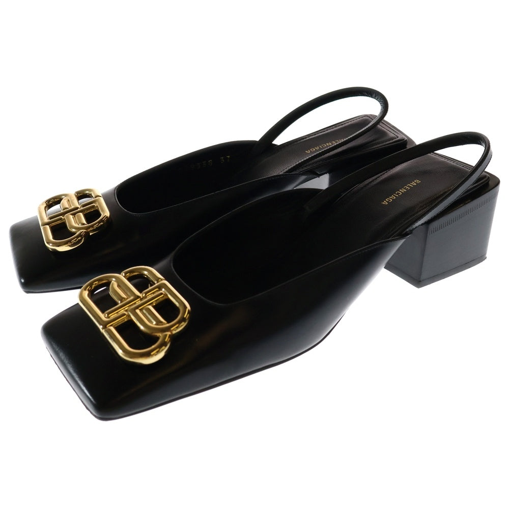 BALENCIAGA(バレンシアガ) 19AW Double Square BB Slg ダブル BB スクエアトゥ レザー ヒール パンプス ブラック 579338 レディース