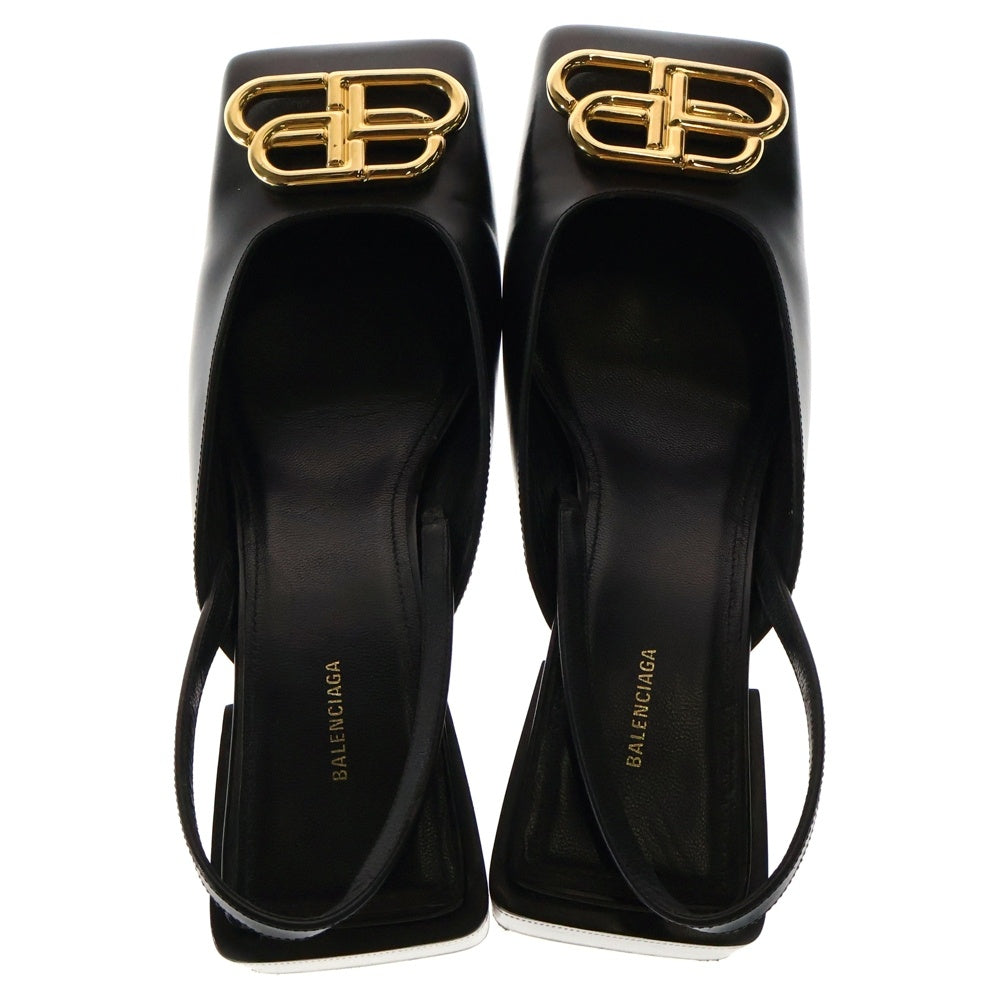 BALENCIAGA(バレンシアガ) 19AW Double Square BB Slg ダブル BB スクエアトゥ レザー ヒール パンプス ブラック 579338 レディース
