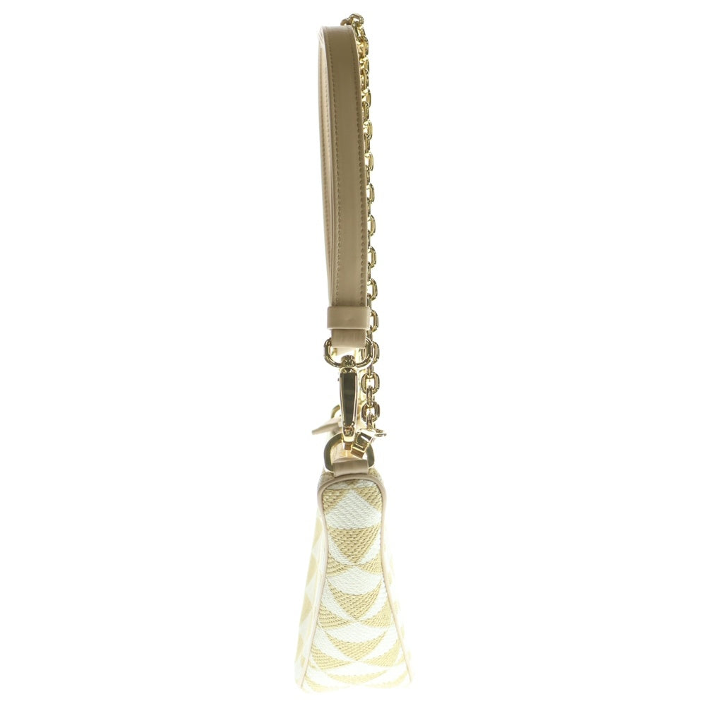 PRADA(プラダ) TRIANGOLO JACQU トライアングルロゴプレート キャンバス ショルダーバッグ ベージュ IBC543