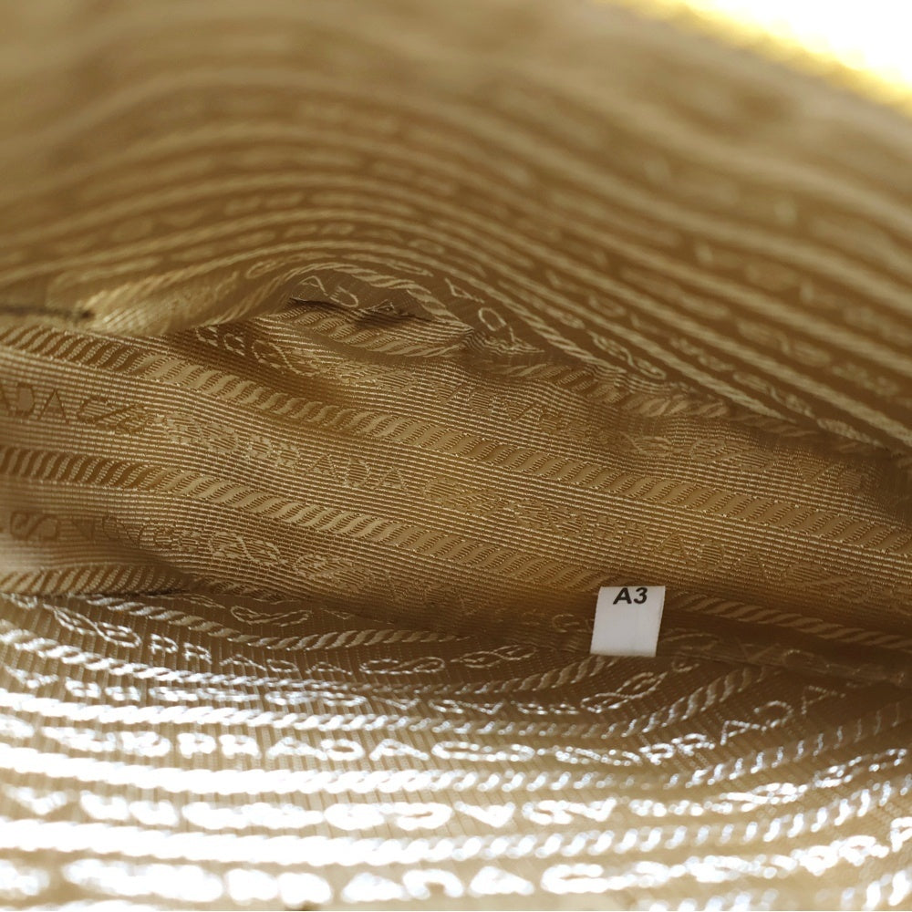 PRADA(プラダ) TRIANGOLO JACQU トライアングルロゴプレート キャンバス ショルダーバッグ ベージュ IBC543