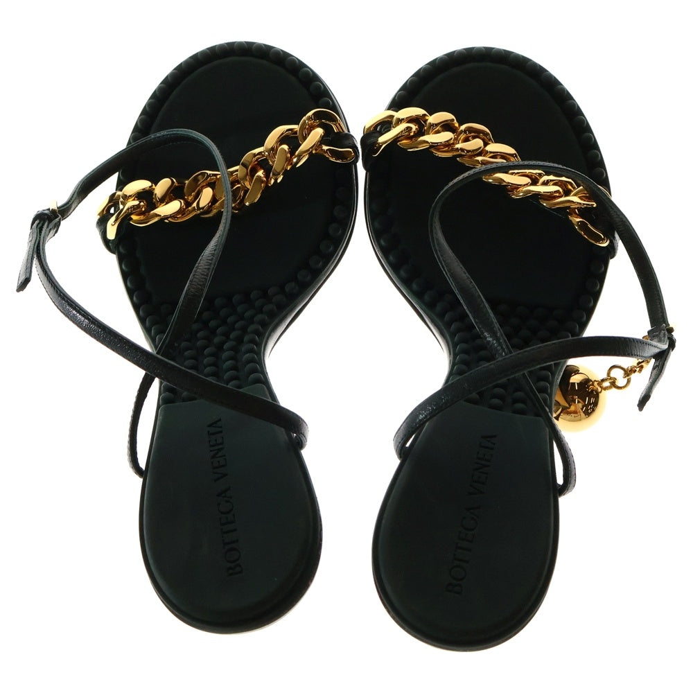 BOTTEGA VENETA(ボッテガヴェネタ) チェーン装飾 ドット アンクル ストライプ ヒールパンプス グリーン 667178 VBSFO レディース