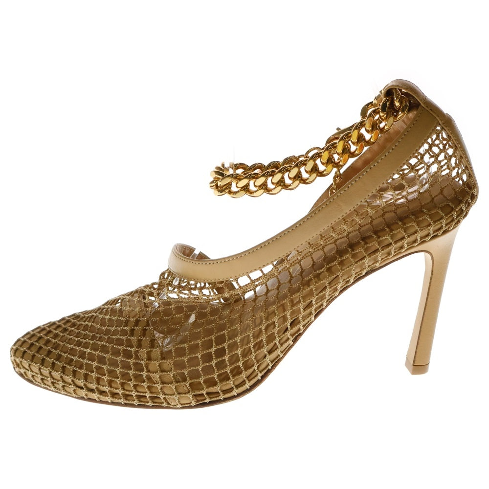 BOTTEGA VENETA(ボッテガヴェネタ) チェーン装飾 メッシュ ヒールパンプス ベージュ 618755 VBPS3