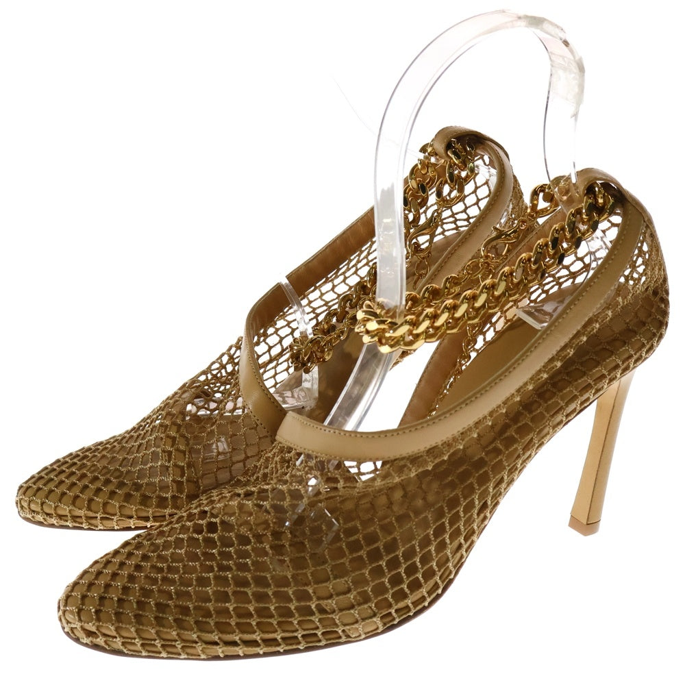 BOTTEGA VENETA(ボッテガヴェネタ) チェーン装飾 メッシュ ヒールパンプス ベージュ 618755 VBPS3