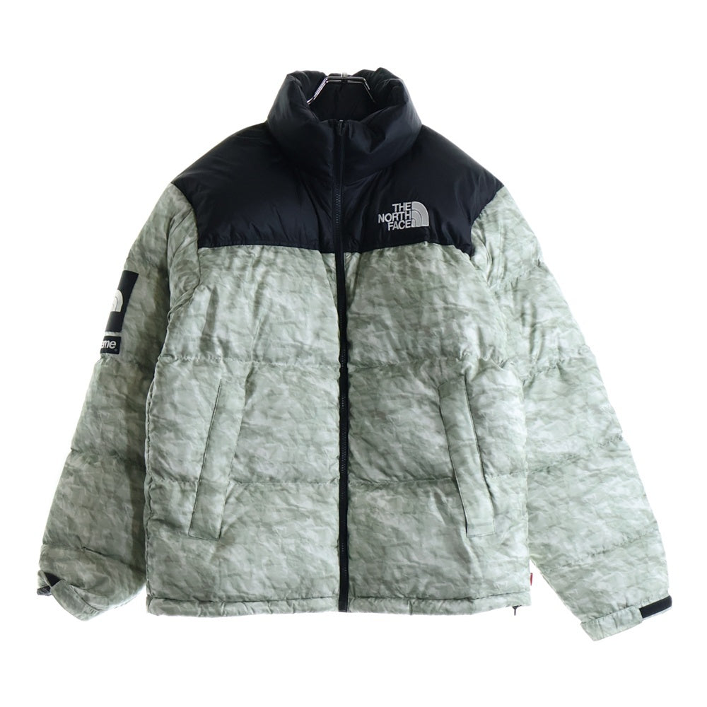 SUPREME(シュプリーム) 19AW THE NORTH FACE Paper Print Nuptse Jacket ザノースフェイス ペーパープリント ヌプシ ダウンジャケット グレー/ブラック NF0A3SDD