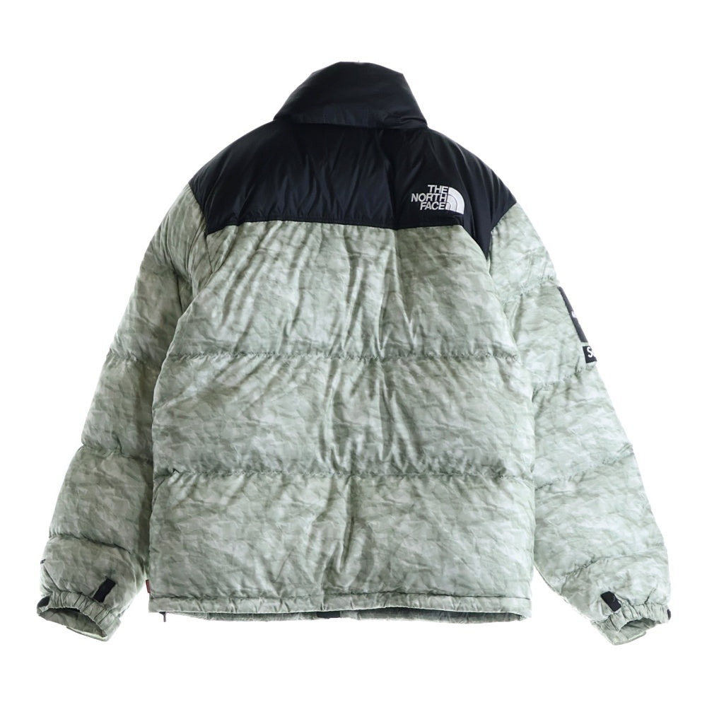 SUPREME(シュプリーム) 19AW THE NORTH FACE Paper Print Nuptse Jacket ザノースフェイス ペーパープリント ヌプシ ダウンジャケット グレー/ブラック NF0A3SDD