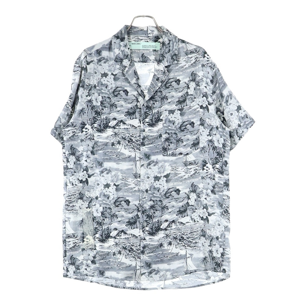 OFF-WHITE(オフホワイト) 18SS ハワイアンプリント 総柄 半袖Tシャツ グレー OMGA049S18872008