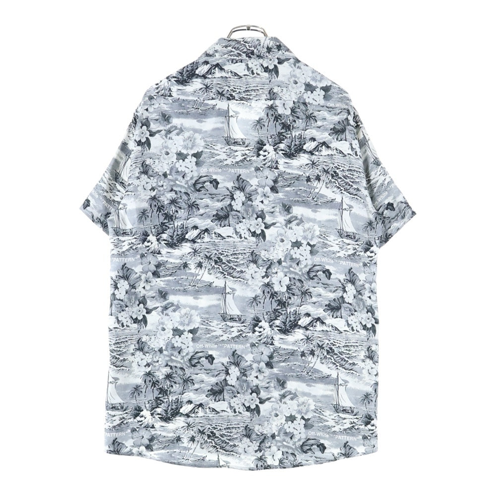 OFF-WHITE(オフホワイト) 18SS ハワイアンプリント 総柄 半袖Tシャツ グレー OMGA049S18872008
