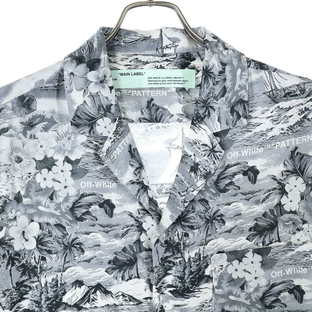 OFF-WHITE(オフホワイト) 18SS ハワイアンプリント 総柄 半袖Tシャツ グレー OMGA049S18872008
