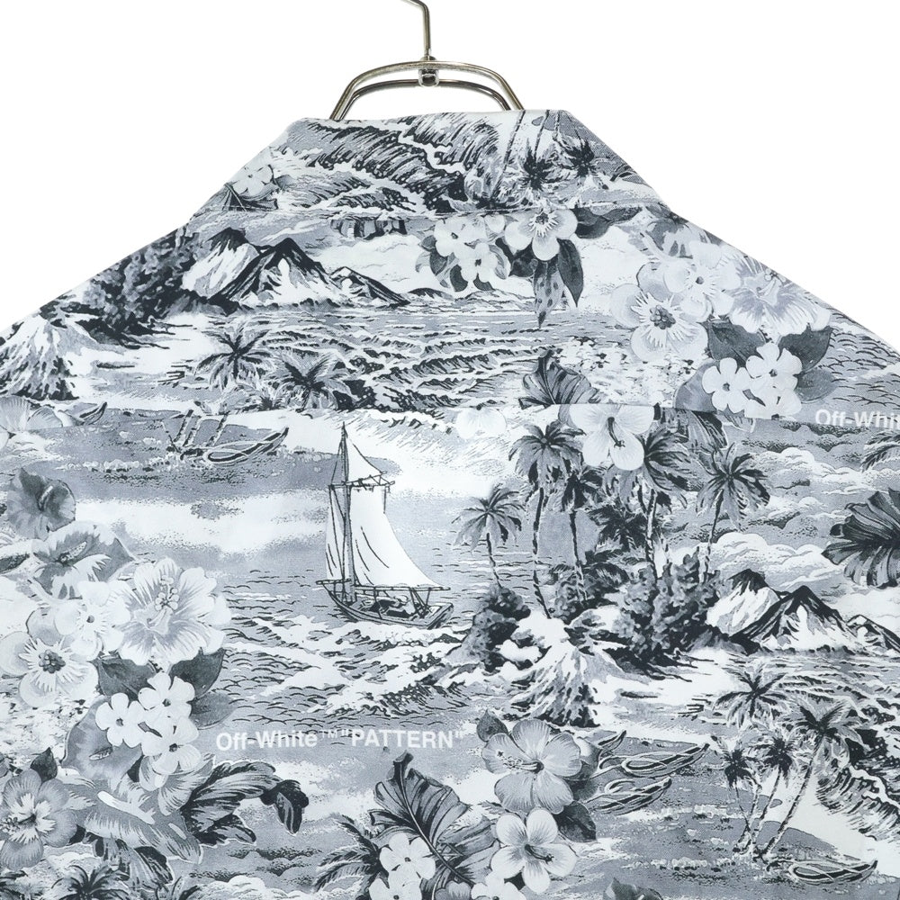 OFF-WHITE(オフホワイト) 18SS ハワイアンプリント 総柄 半袖Tシャツ グレー OMGA049S18872008