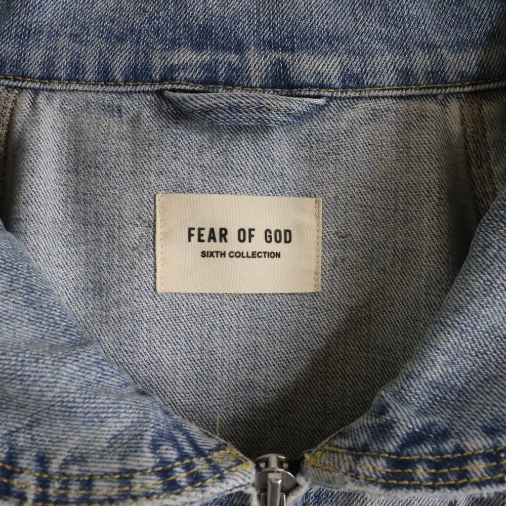 FEAR OF GOD(フィアオブゴッド) SIXTH COLLECTION シックススコレクション フロントジップ ドローコード デニムジャケット インディゴ 6S19-6017-4003