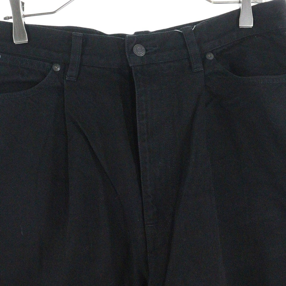 LAD MUSICIAN(ラッドミュージシャン) 1TUCK TAPERED WIDE PANTS 1タック デニム テーパード ワイドパンツ ブラック 2223-653