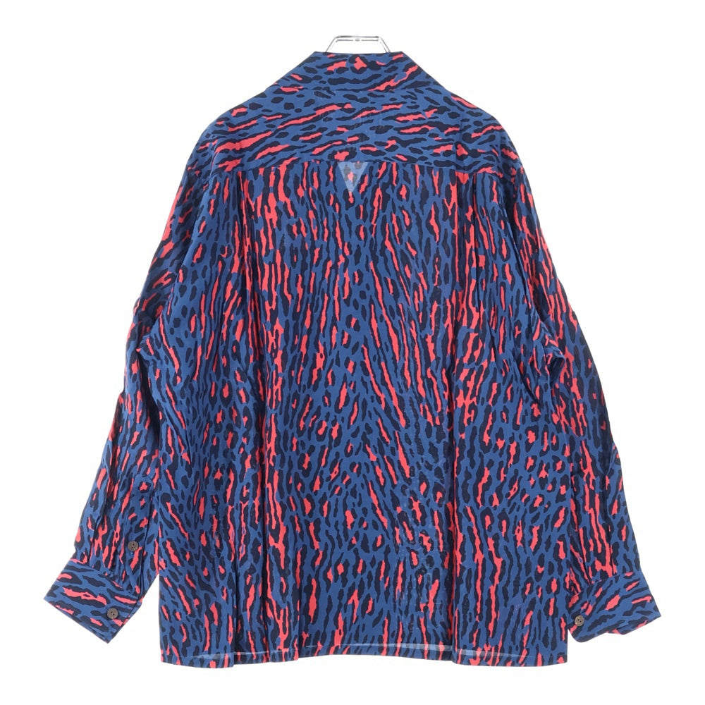 WACKO MARIA(ワコマリア) 24AW LEOPARD HAWAIIAN SHIRT L/S レオパード ハワイアン 長袖シャツ ブルー 24FWE-WMS-HI02