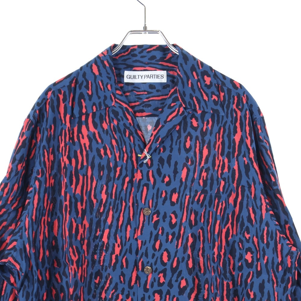 WACKO MARIA(ワコマリア) 24AW LEOPARD HAWAIIAN SHIRT L/S レオパード ハワイアン 長袖シャツ ブルー 24FWE-WMS-HI02