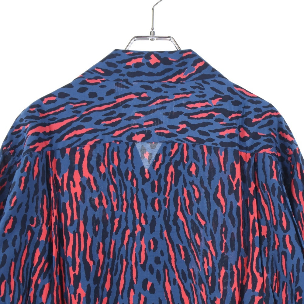 WACKO MARIA(ワコマリア) 24AW LEOPARD HAWAIIAN SHIRT L/S レオパード ハワイアン 長袖シャツ ブルー 24FWE-WMS-HI02