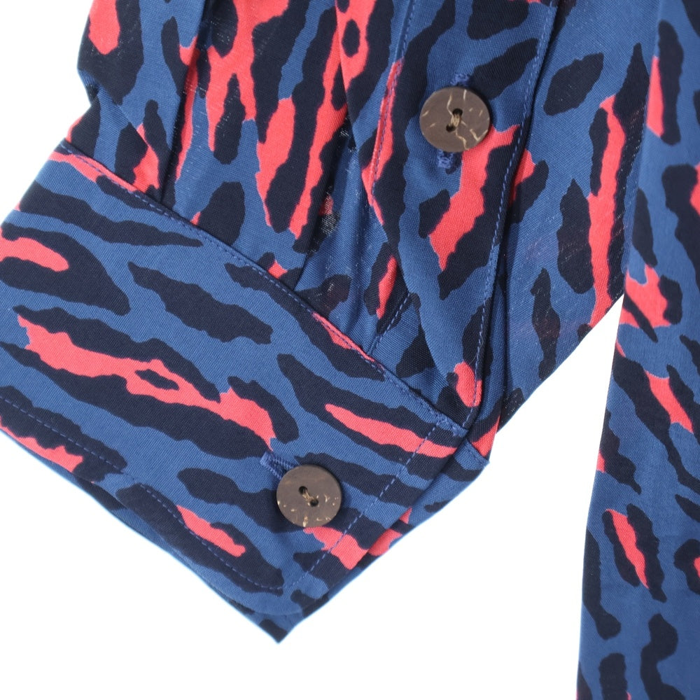 WACKO MARIA(ワコマリア) 24AW LEOPARD HAWAIIAN SHIRT L/S レオパード ハワイアン 長袖シャツ ブルー 24FWE-WMS-HI02