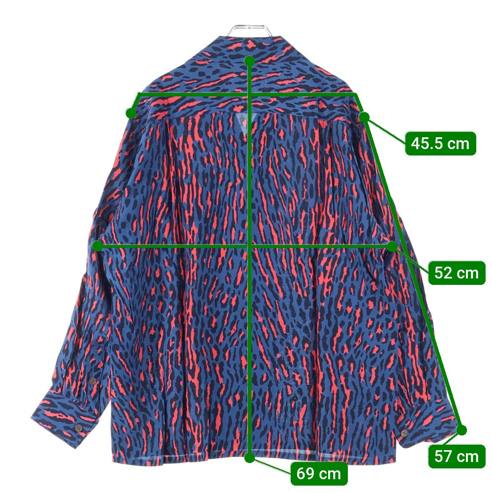 WACKO MARIA(ワコマリア) 24AW LEOPARD HAWAIIAN SHIRT L/S レオパード ハワイアン 長袖シャツ ブルー 24FWE-WMS-HI02