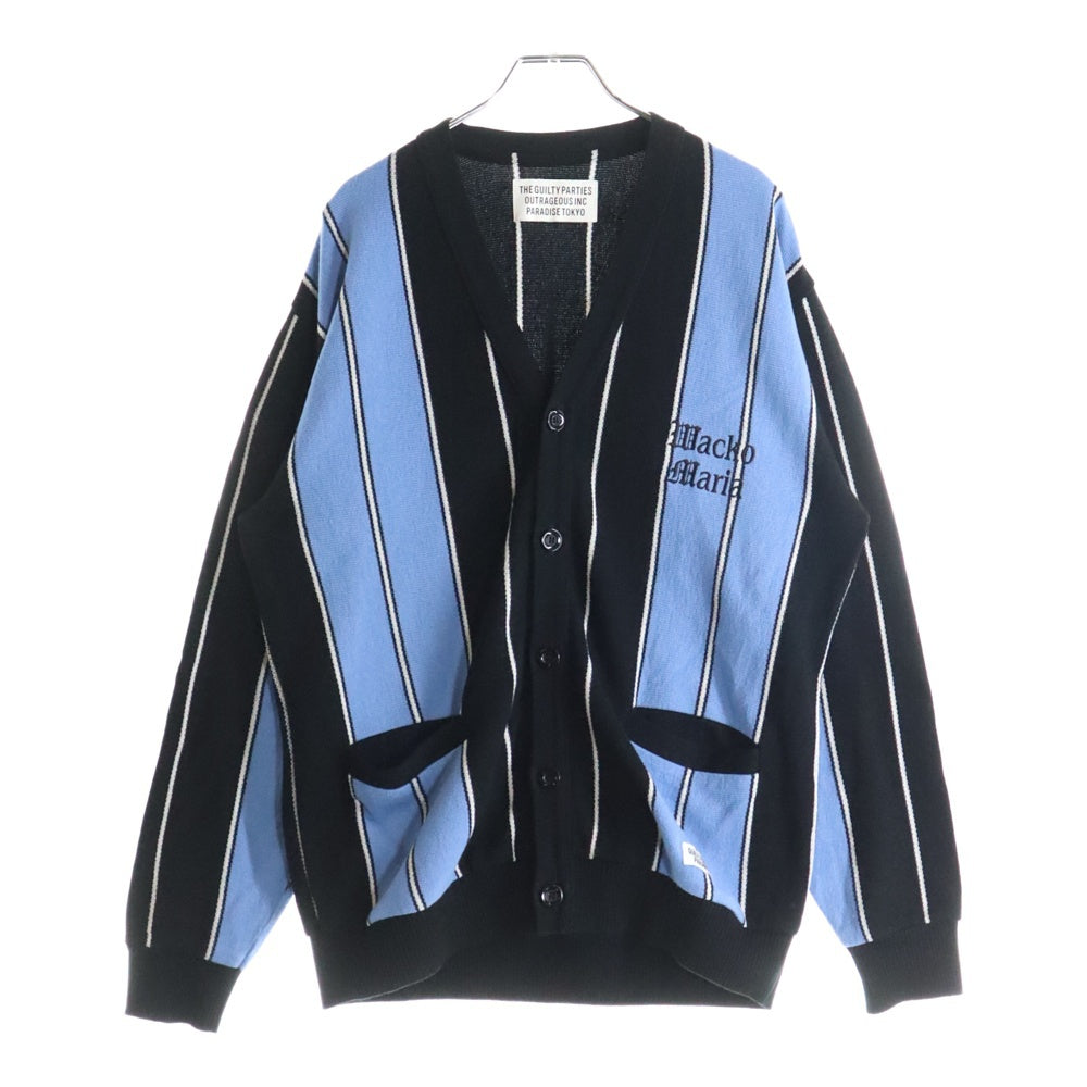 WACKO MARIA(ワコマリア) 23SS STRIPED CARDIGAN ストライプ ジャガード ニット カーディガン ブラック/ブルー 23SS-WMK-KN12