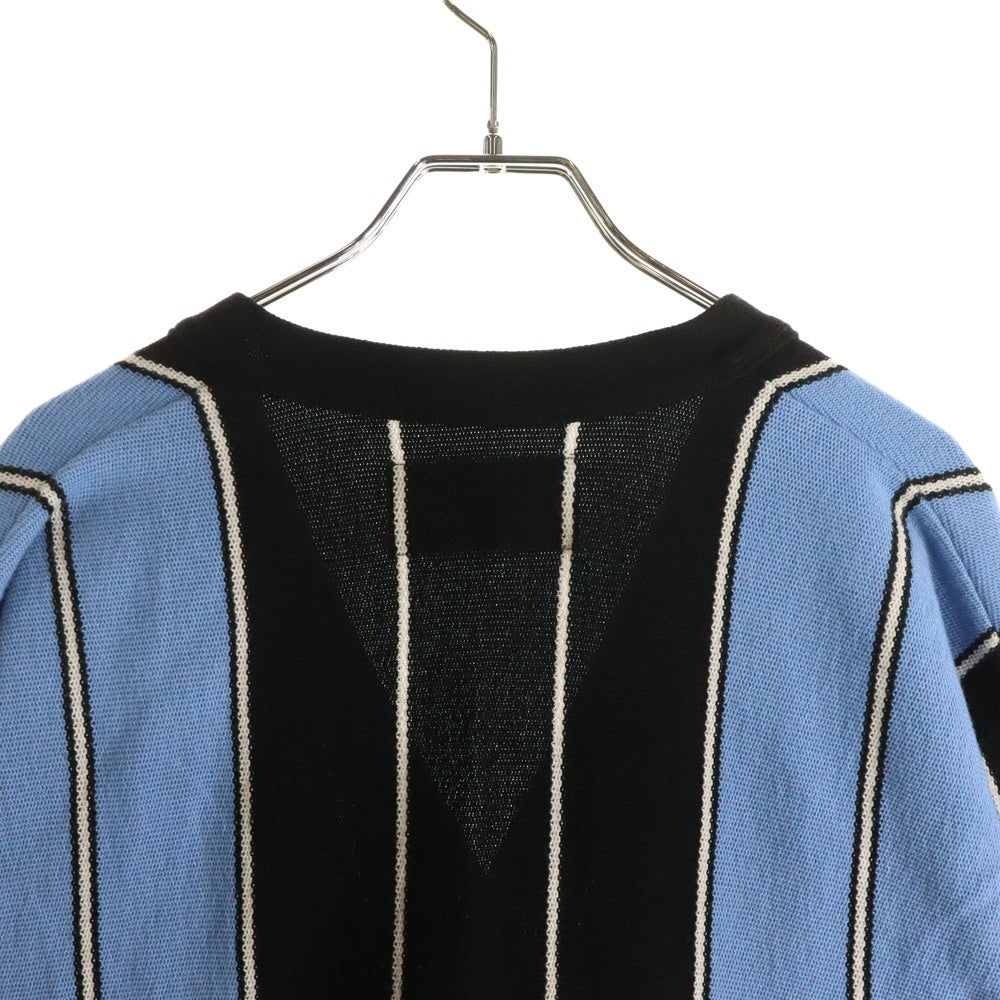 WACKO MARIA(ワコマリア) 23SS STRIPED CARDIGAN ストライプ ジャガード ニット カーディガン ブラック/ブルー 23SS-WMK-KN12