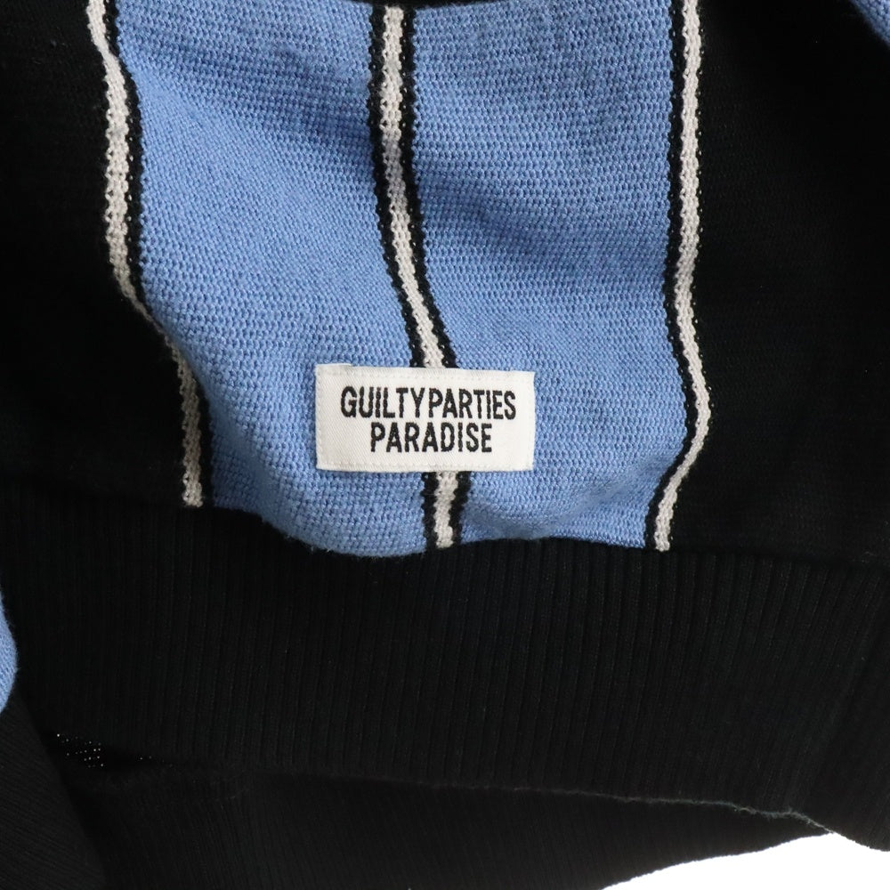 WACKO MARIA(ワコマリア) 23SS STRIPED CARDIGAN ストライプ ジャガード ニット カーディガン ブラック/ブルー 23SS-WMK-KN12
