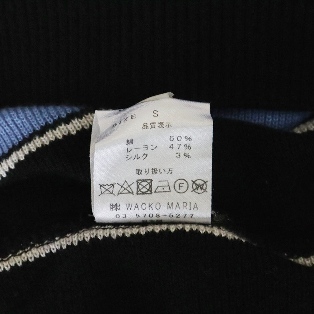 WACKO MARIA(ワコマリア) 23SS STRIPED CARDIGAN ストライプ ジャガード ニット カーディガン ブラック/ブルー 23SS-WMK-KN12