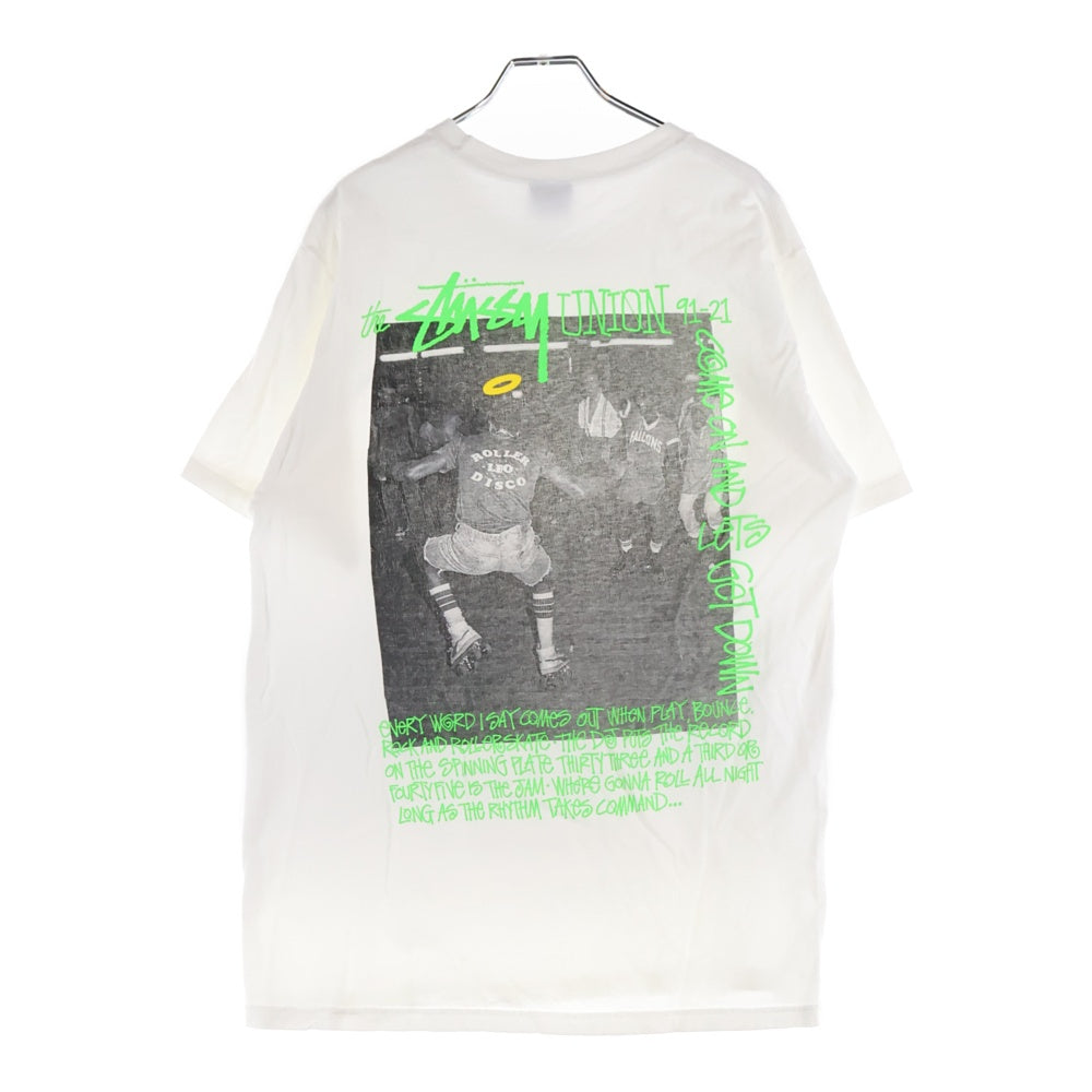 STUSSY(ステューシー) 21SS ×30th Union Roller Disco Tee ユニオン ローラー ディスコ 両面プリント クルーネック半袖Tシャツ カットソー ホワイト