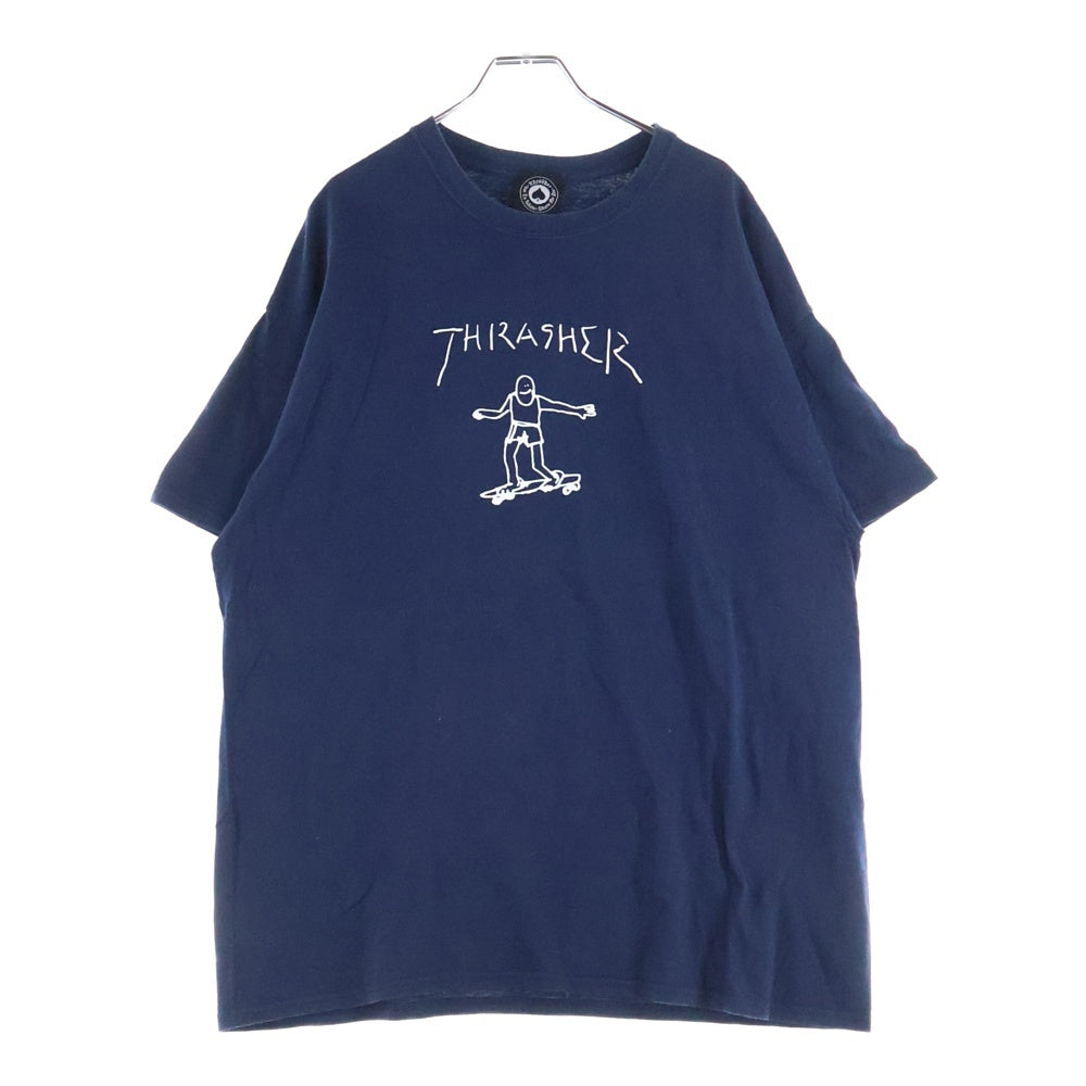THRASHER(スラッシャー) Mark Gonzales マーク ゴンザレス フロントロゴプリント クルーネック半袖Tシャツ カットソー ネイビー
