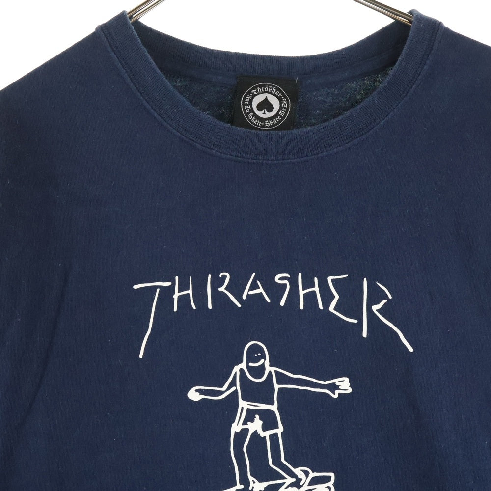 THRASHER(スラッシャー) Mark Gonzales マーク ゴンザレス フロントロゴプリント クルーネック半袖Tシャツ カットソー ネイビー