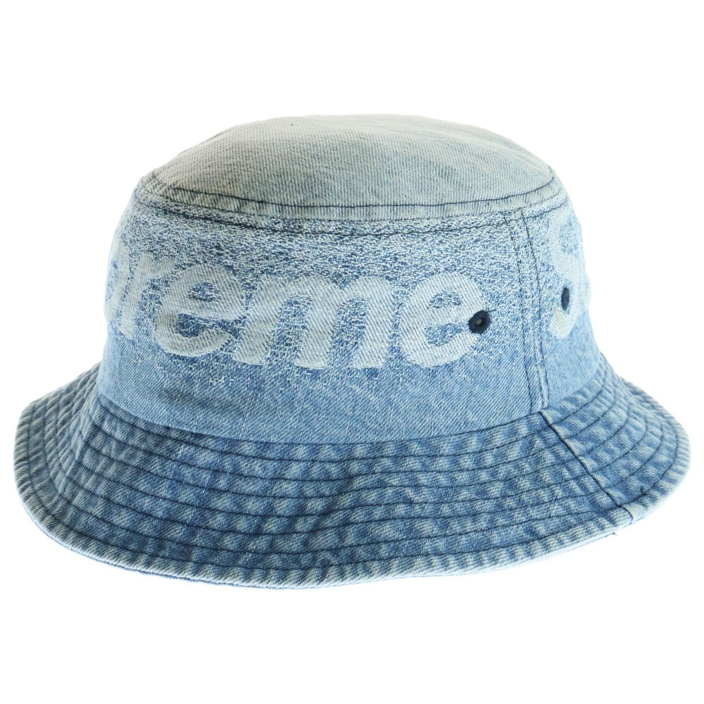 SUPREME(シュプリーム) 22SS Fade Jacquard Denim Crusher Hat フェードジャカードクラッシャー デニムハット バケットハット ロゴ インディゴ