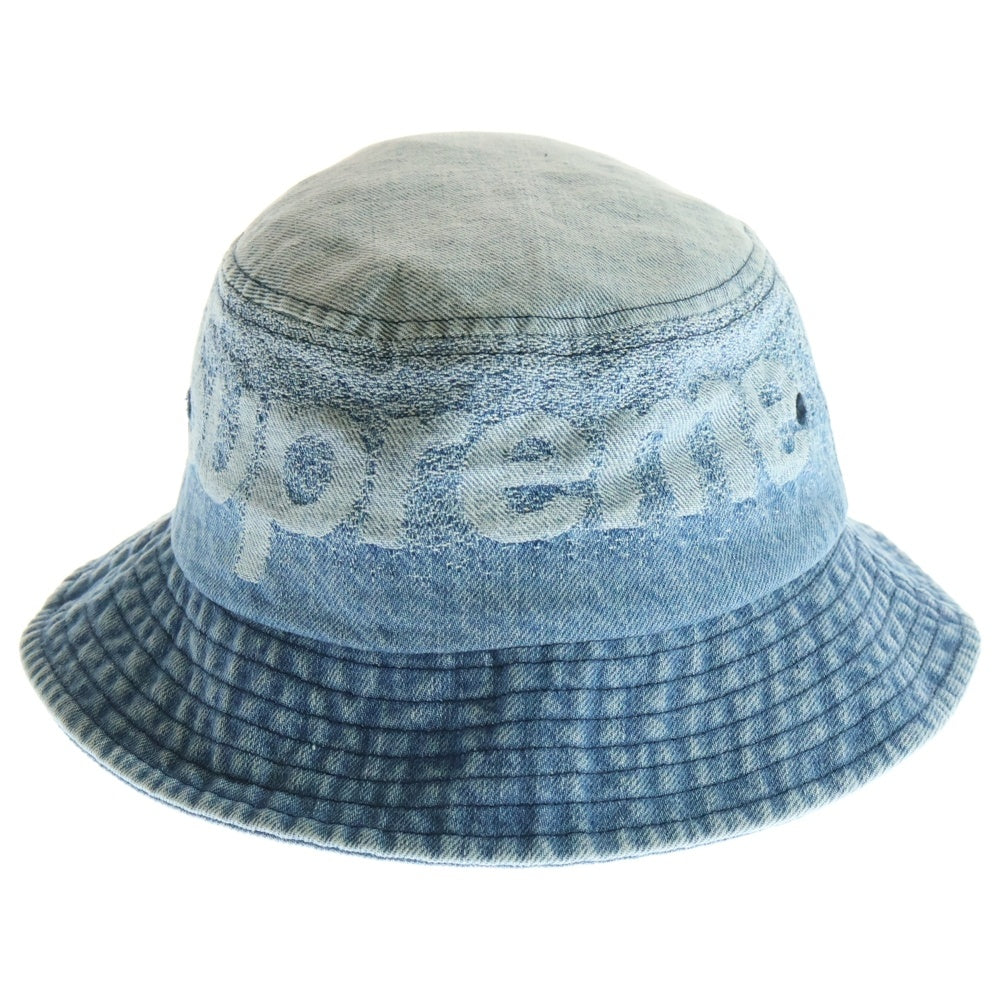 SUPREME(シュプリーム) 22SS Fade Jacquard Denim Crusher Hat フェードジャカードクラッシャー デニムハット バケットハット ロゴ インディゴ
