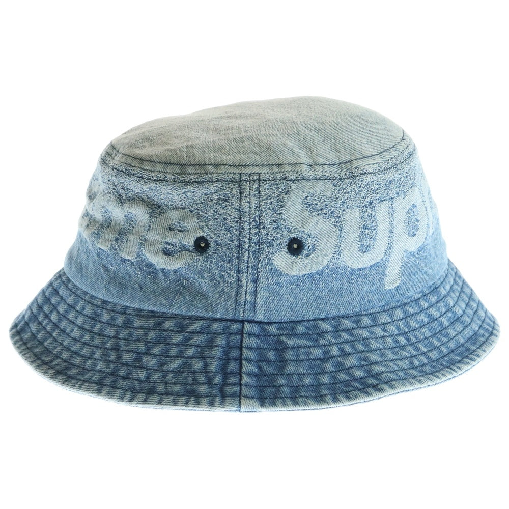 SUPREME(シュプリーム) 22SS Fade Jacquard Denim Crusher Hat フェードジャカードクラッシャー デニムハット バケットハット ロゴ インディゴ