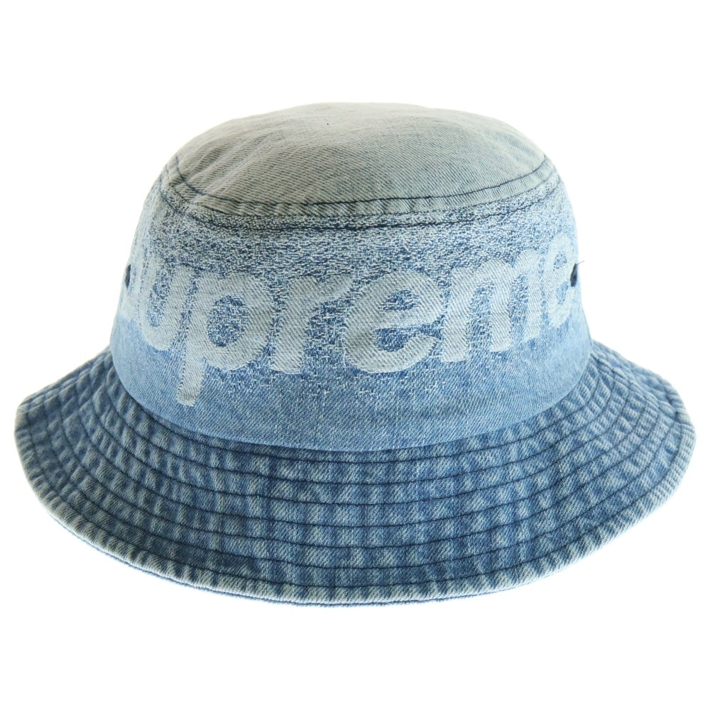 SUPREME(シュプリーム) 22SS Fade Jacquard Denim Crusher Hat フェードジャカードクラッシャー デニムハット バケットハット ロゴ インディゴ