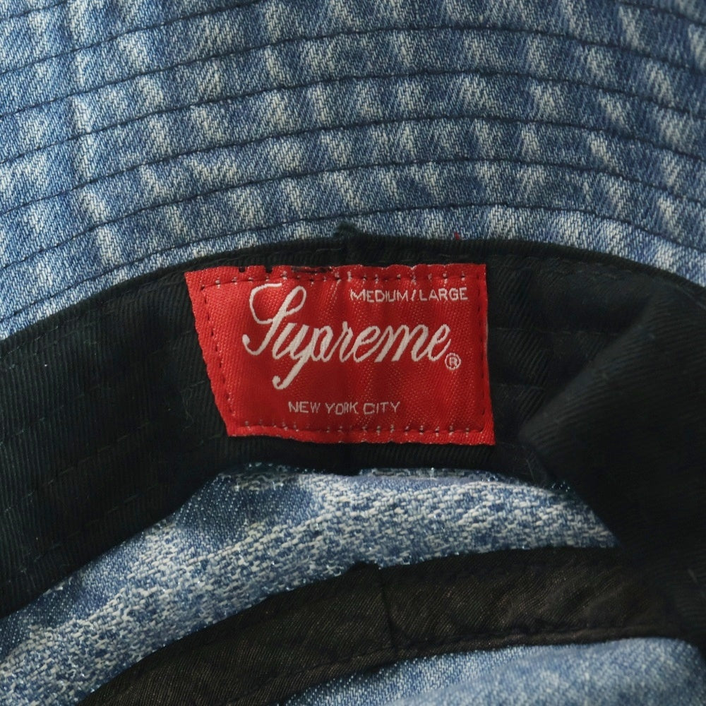 SUPREME(シュプリーム) 22SS Fade Jacquard Denim Crusher Hat フェードジャカードクラッシャー デニムハット バケットハット ロゴ インディゴ