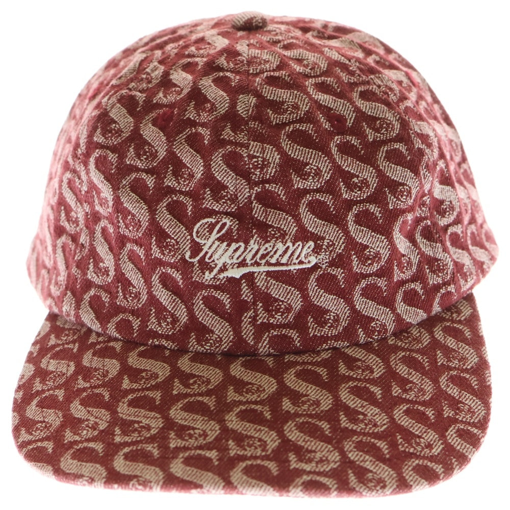 SUPREME(シュプリーム) 21AW Monogram Denim 6-Panel モノグラム デニムキャップ レッド