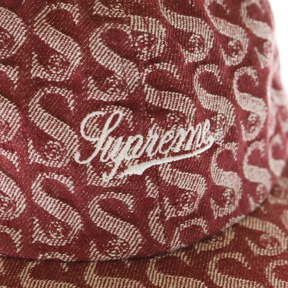 SUPREME(シュプリーム) 21AW Monogram Denim 6-Panel モノグラム デニムキャップ レッド