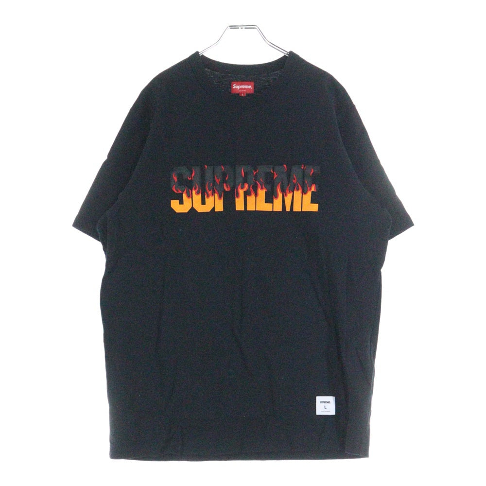 SUPREME(シュプリーム) 19AW Flame S/S Top フレイムロゴ クルーネック 半袖Tシャツ カットソー ブラック