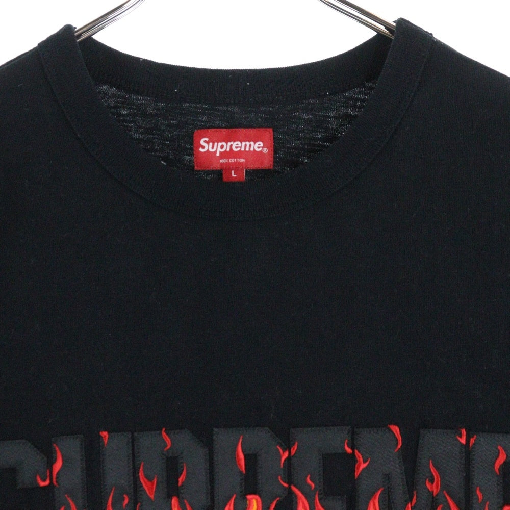 SUPREME(シュプリーム) 19AW Flame S/S Top フレイムロゴ クルーネック 半袖Tシャツ カットソー ブラック