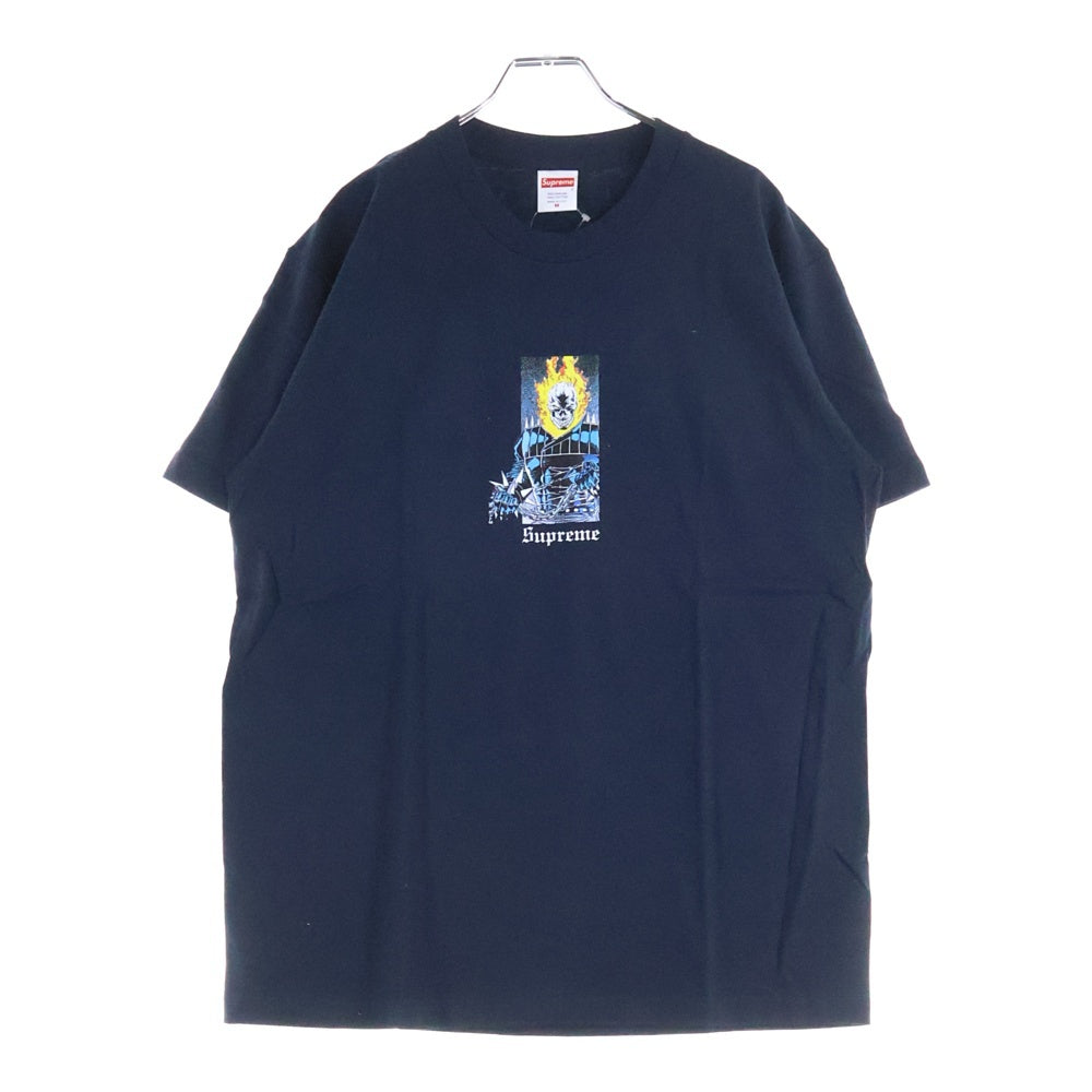 SUPREME(シュプリーム) 19SS ×MARVEL Ghost Rider tee マーベル ゴースト ライダー フロントプリント クルーネック半袖Tシャツ カットソー ネイビー