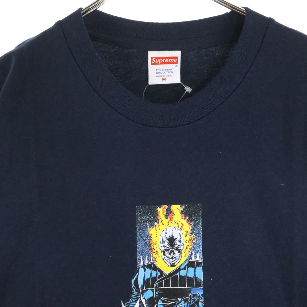 SUPREME(シュプリーム) 19SS ×MARVEL Ghost Rider tee マーベル ゴースト ライダー フロントプリント クルーネック半袖Tシャツ カットソー ネイビー