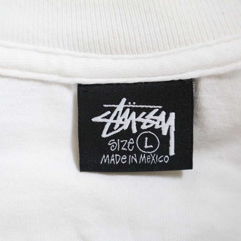 STUSSY(ステューシー) S/S REAPER TEE スカル ブルドッグ プリント クルーネック半袖Tシャツ ホワイト