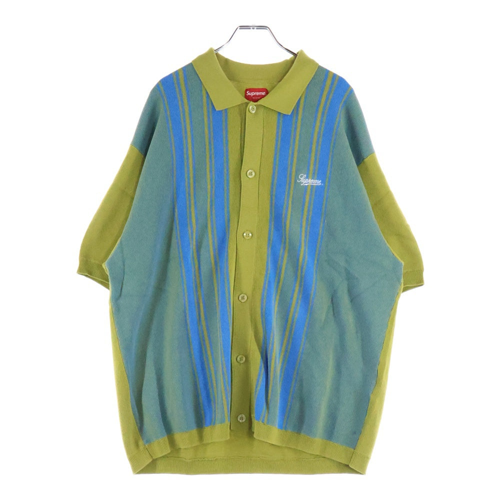 SUPREME(シュプリーム) 22SS Stripe Button Up Polo ストライプ ボタンアップ コットン ニット ポロ 半袖ポロシャツ ストライプ マルチ