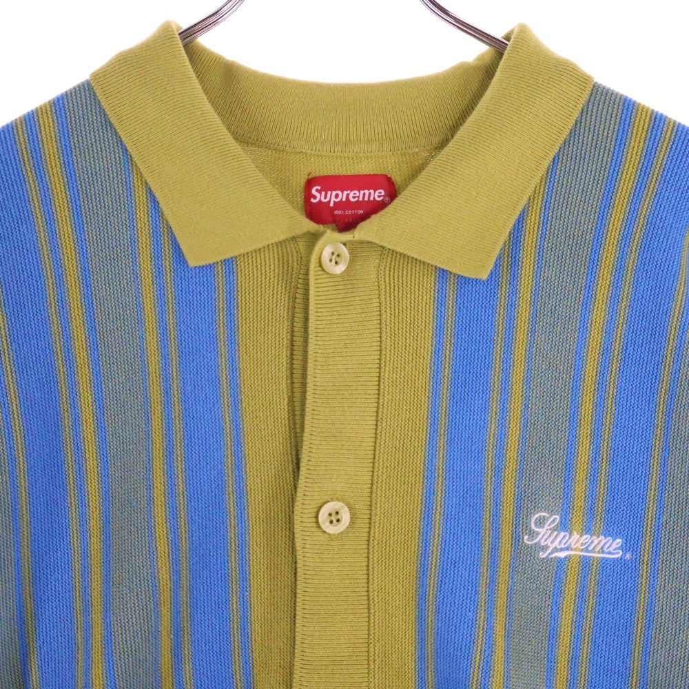 SUPREME(シュプリーム) 22SS Stripe Button Up Polo ストライプ ボタンアップ コットン ニット ポロ 半袖ポロシャツ ストライプ マルチ