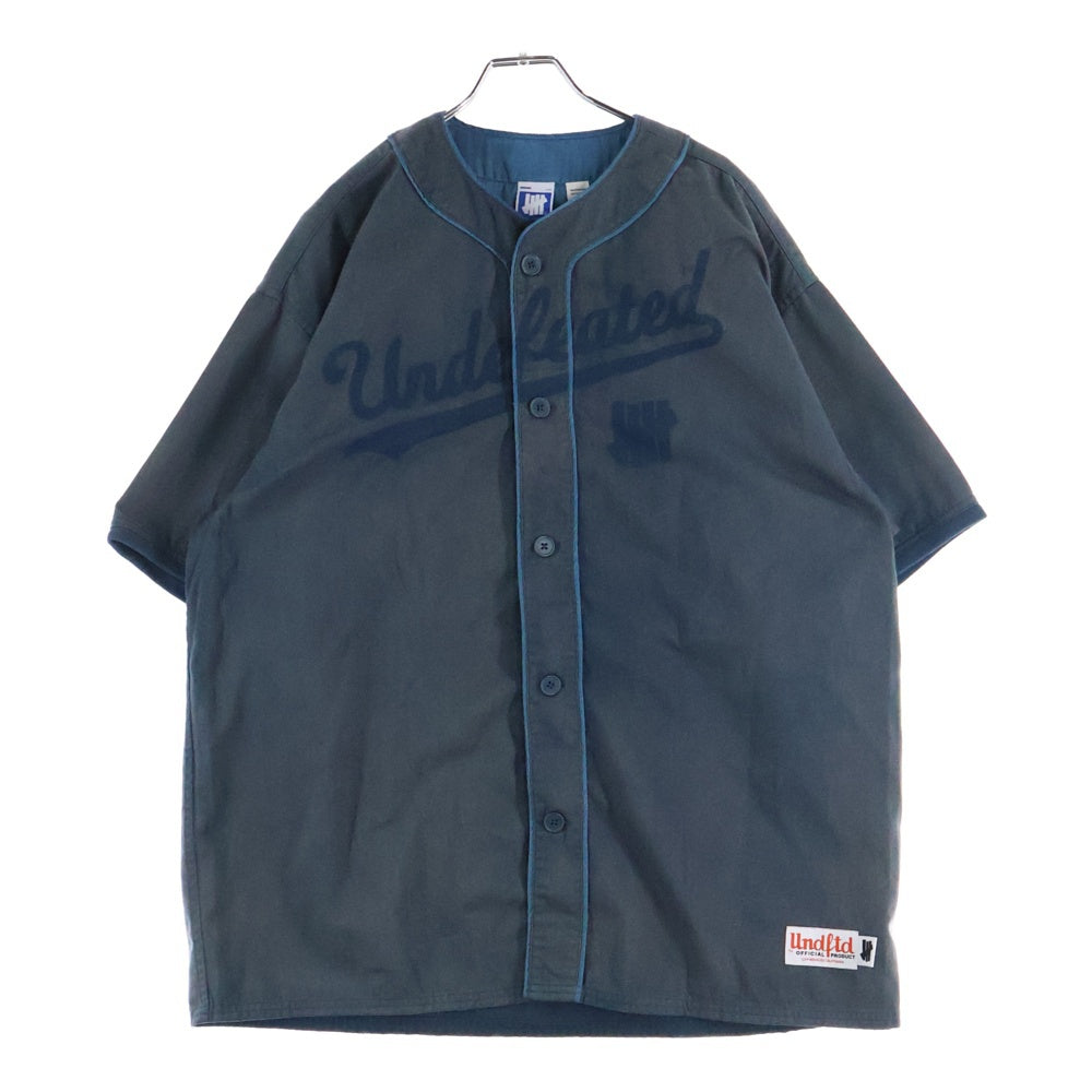 UNDEFEATED(アンディフィーテッド) 21SS WASHED TWILL BASEBALL JERSEY ウォッシュ加工 ロゴプリント ツイル 半袖ベースボールシャツ ブルー 211077012038